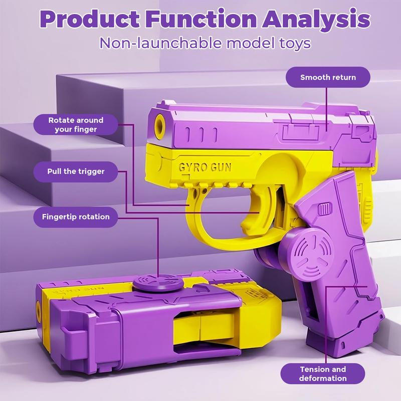 3D Gravity Mini Fidget Pistol Toy,Fingertip Top for Entertainment Rotation,Sensory Toy with Pistol Simulated Mechanical Sound,Relieves Adult Stress,Suitable for Relieving ADHD Anxiety,Best Gift for Adults and Children