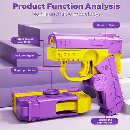 3D Gravity Mini Fidget Pistol Toy,Fingertip Top for Entertainment Rotation,Sensory Toy with Pistol Simulated Mechanical Sound,Relieves Adult Stress,Suitable for Relieving ADHD Anxiety,Best Gift for Adults and Children